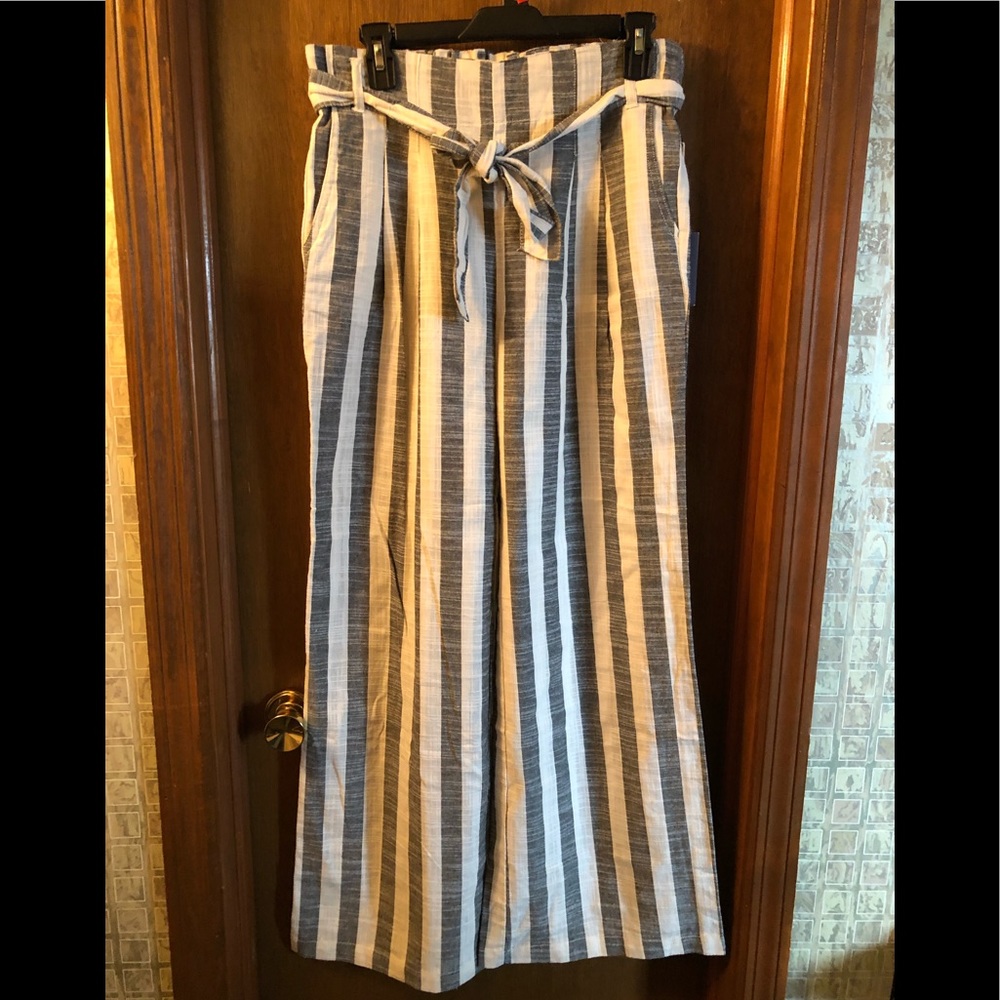 NWT Indigo Kiss Wide Leg Striped Casual Pants